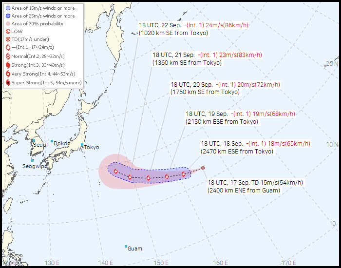No. 39 Tropical depression route